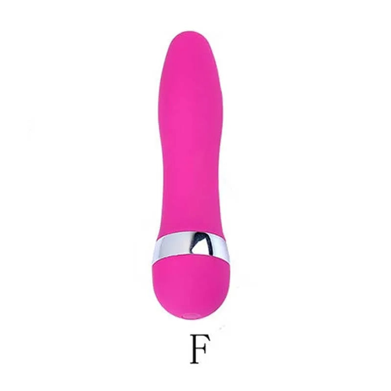 Realistic mini dildo vibrator in integrated plastic with 6 size options A through F for vaginal or anal use