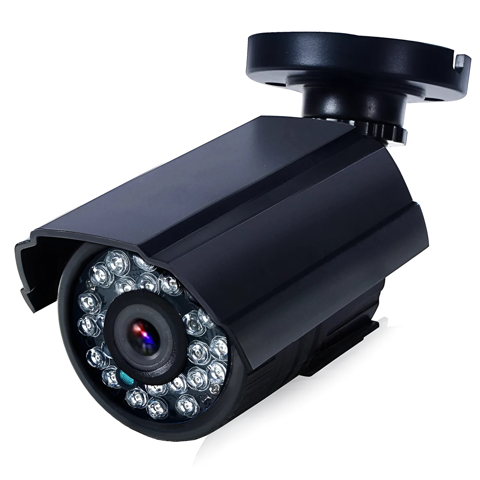 Black HD waterproof security camera with infrared night vision capability for outdoor surveillance
