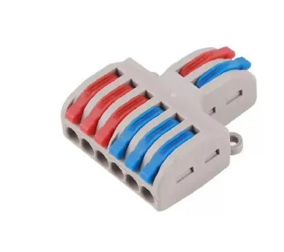 Quick wire electrical connector with fire-insulated shell, brass guide, for 0.08-4.0mm² wires.