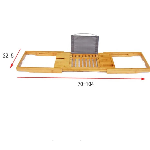 Natural bamboo bathtub frame with single shelf for bathroom storage on desktop surface