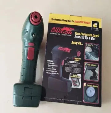 Portable electric car air pump with 12V connector for tyre inflation