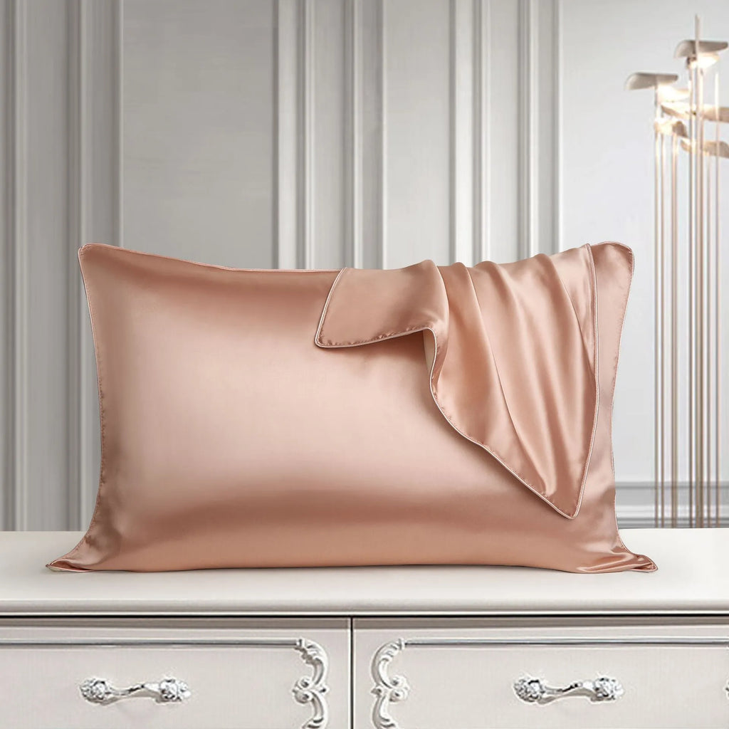 Mulberry silk pillowcase in light luxury style with inlaid rope craft, 48 by 74 cm single size