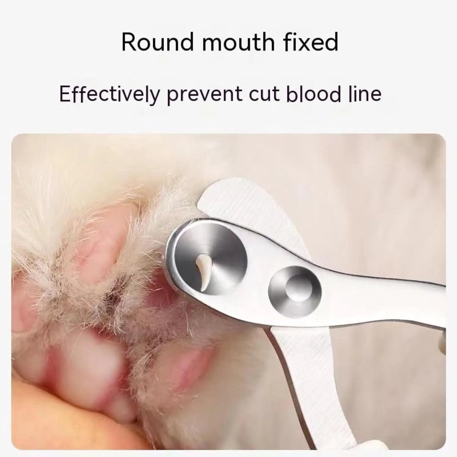Blue pet nail clippers with a circular hole for safe trimming of cat, bird, and reptile nails.