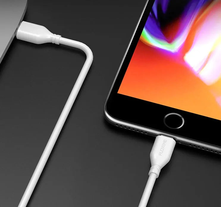 White braided USB-C to Lightning cable with reinforced connectors shown at 0.5m length