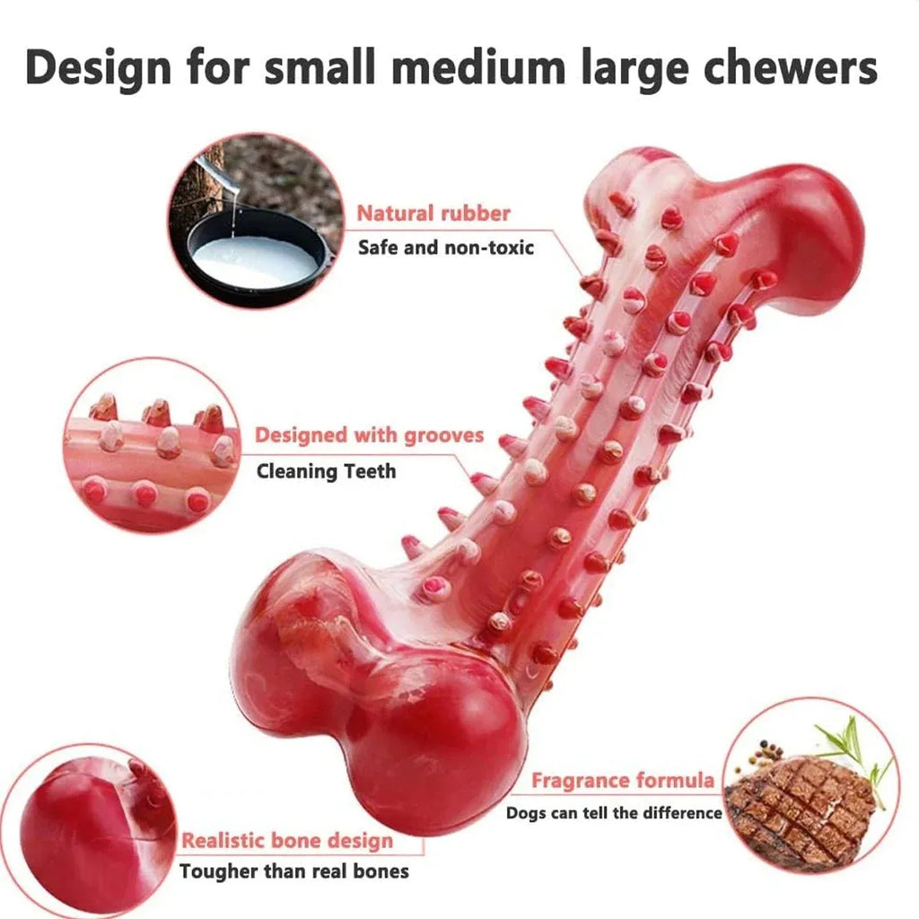 Natural rubber chew toy in red for aggressive dogs - durable construction for heavy chewing