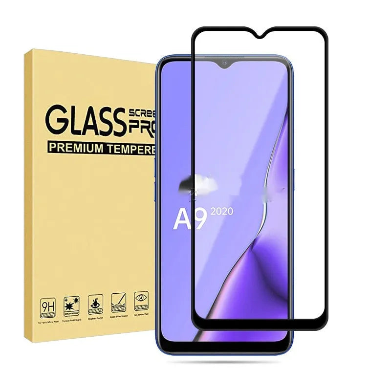 Full screen tempered glass screen protector for OPPO A9 2020 anti-fingerprint HD clear black