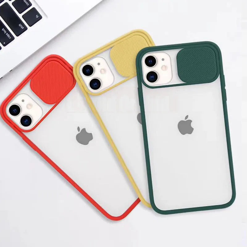 Frosted frame lens phone case in black silicone for iPhone, pure colour style