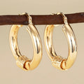 Geometric copper earrings for women with ring and line design in golden finish