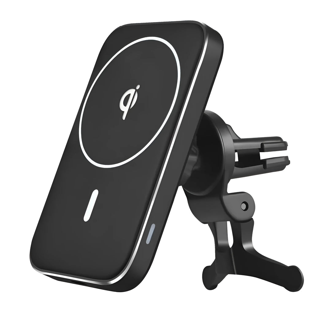 M6 black magnetic wireless car charging bracket with USB interface