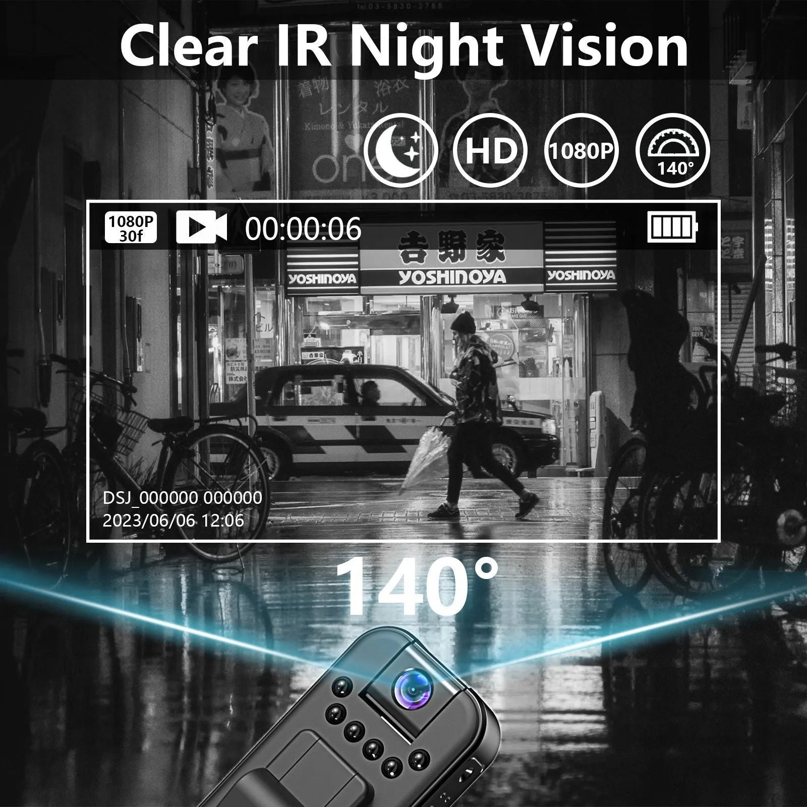 L7 home security camera with wifi connectivity and infrared night vision capability