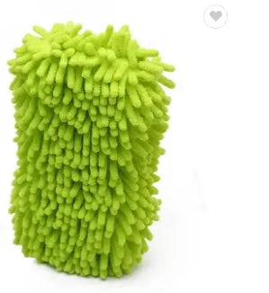 Silver green car wash sponge measuring 14x25cm with microfibre chenille spiral wool surface