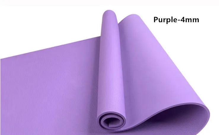 Red and blue EVA fitness yoga mats showing 4mm and 6mm thickness options for anti-slip exercise.