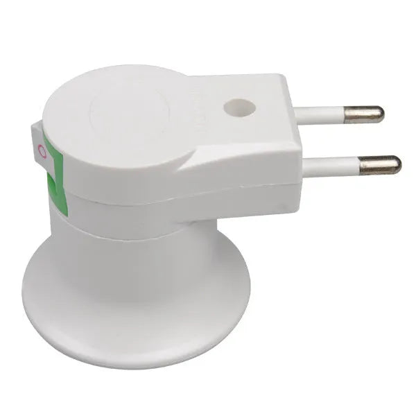 White E27 screw lamp holder wall plug adapter with integrated on/off switch