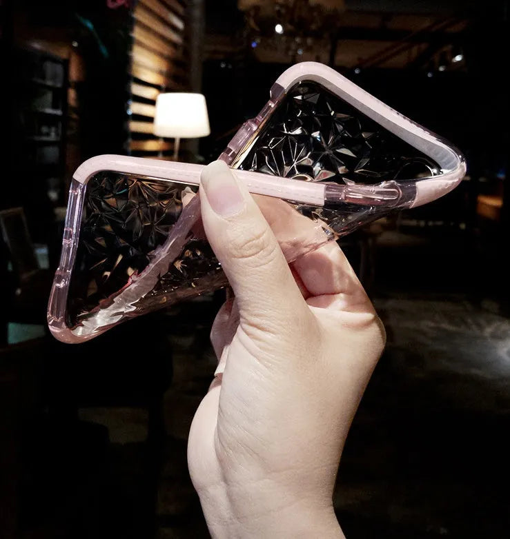 TPU striped phone case back cover for iPhone in black, pink, and white colour options