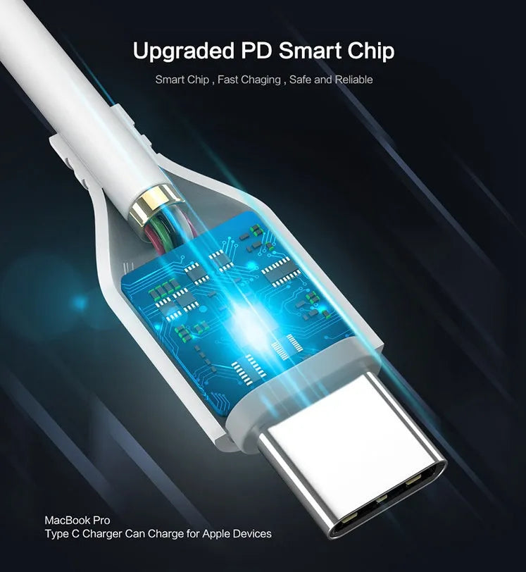 White braided USB-C to Lightning cable with reinforced connectors shown at 0.5m length