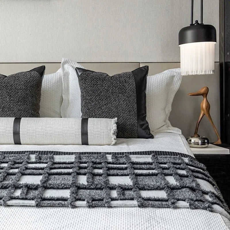 Modern minimalist bed runner blanket set with pillow on 1.5m-1.8m bed