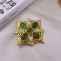 Medieval Baroque style cross brooch with crystal detailing on zinc alloy base