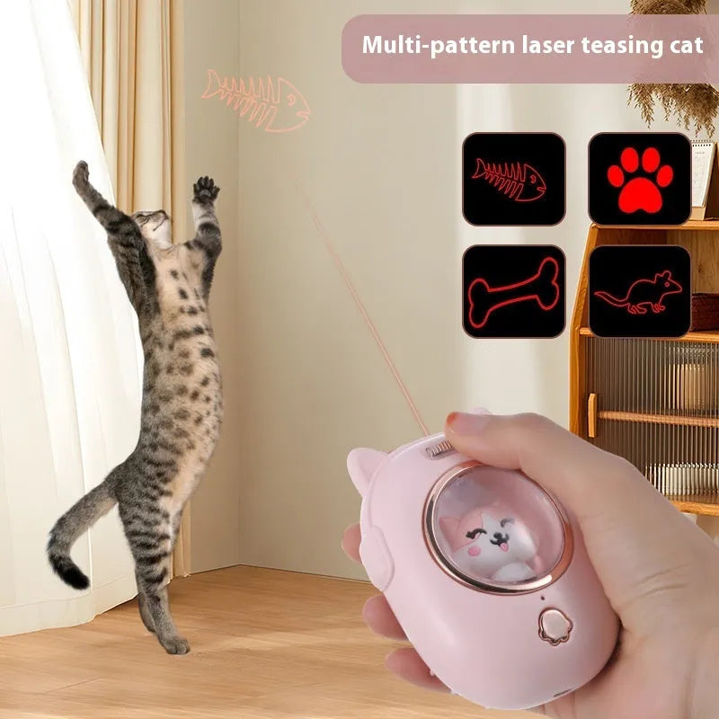 Multifunctional pet comb with laser toy in pink colour, made from ABS plastic, for grooming cats and dogs