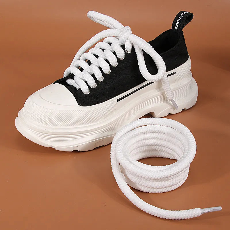 Round 10mm woven shoelace in white, beige, and black for solid colour bread shoes, lengths 80cm to 160cm