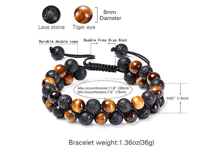Matte black agate couple bracelets with geometric beads and European styling