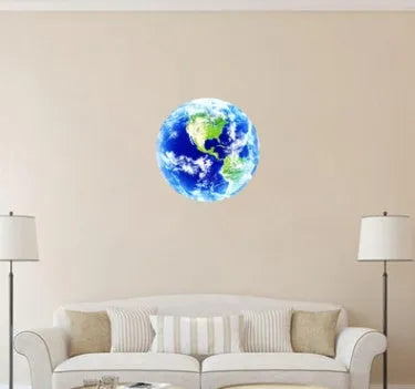 Glow in the dark blue and green Earth planet wall sticker with 3D effect