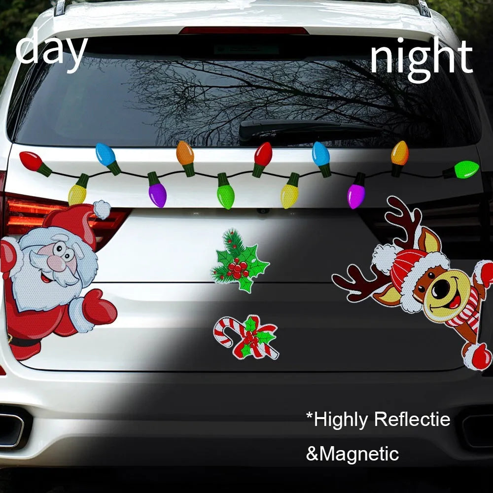 Medium Christmas elk reflective magnetic sticker in RFM026 colour on a window