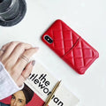 Leather phone case for iPhone XS Max, XR, 6, 7, 8 Plus in black pink red