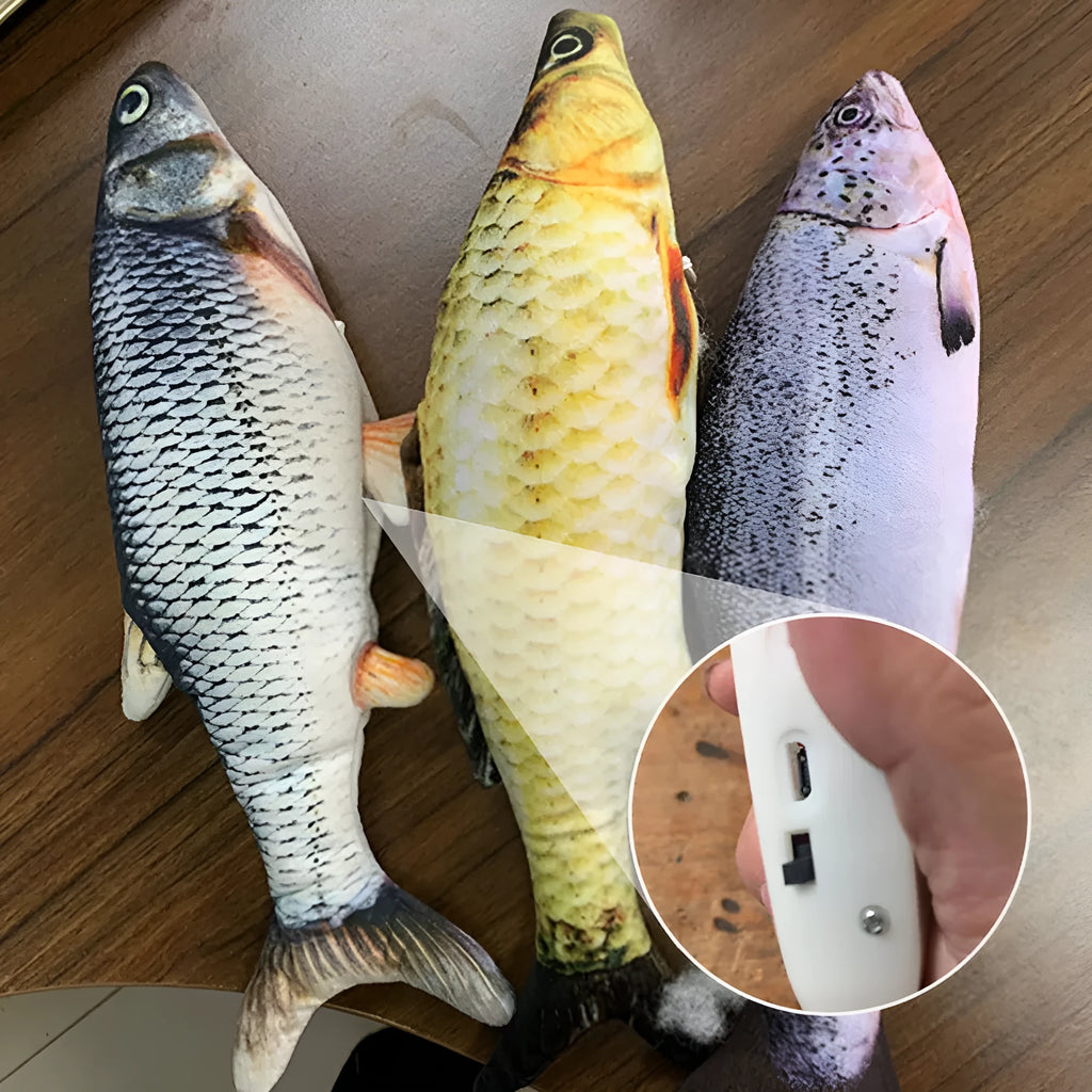 30cm multicolour electronic jumping fish cat toy with USB charging cable