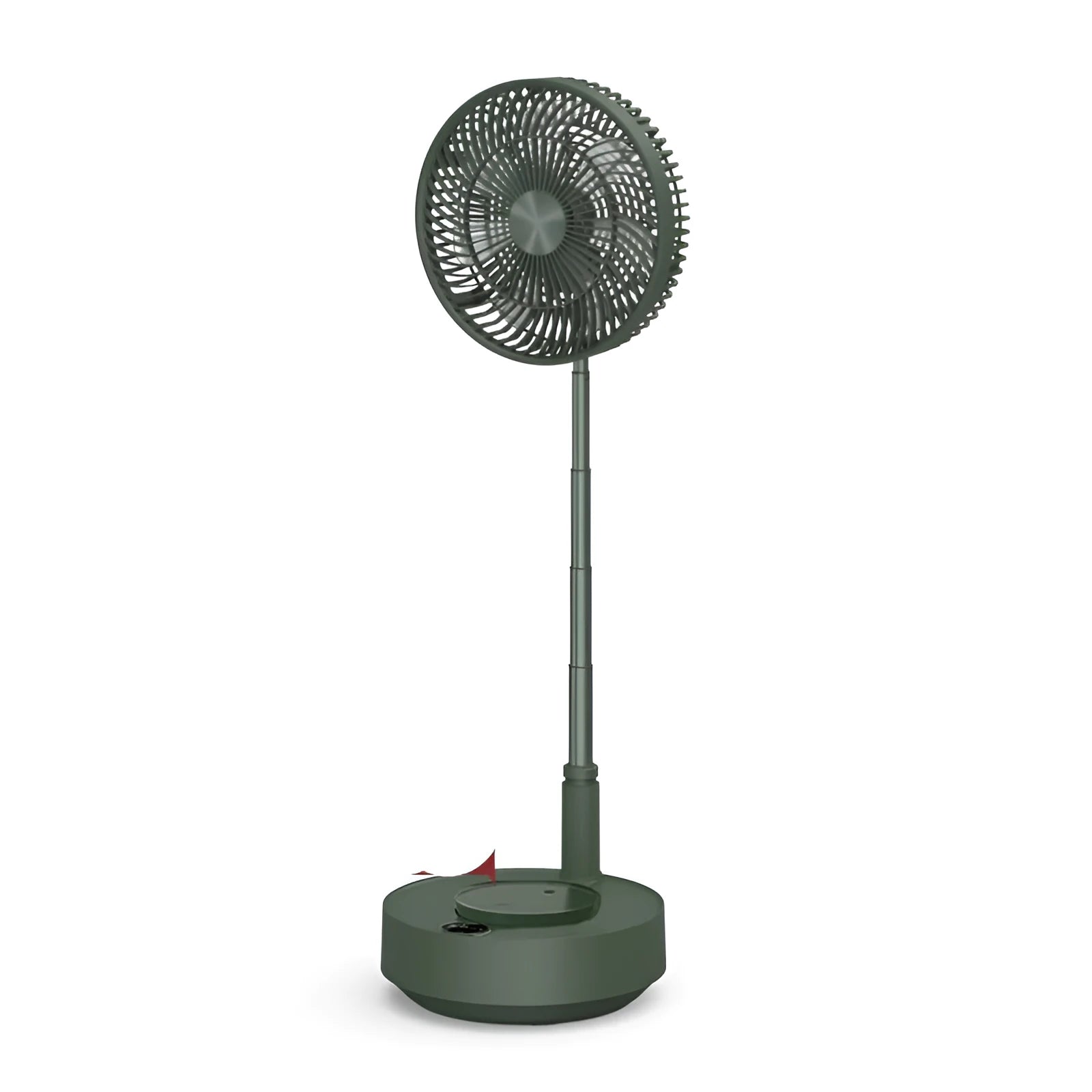 Storage floor electric fan in white, telescopic folding from desktop to vertical standing height, with magnetic remote control
