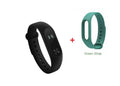 Xiaomi Mi Band 2 black fitness tracker with OLED screen on an adjustable thermoplastic elastomer wrist strap.