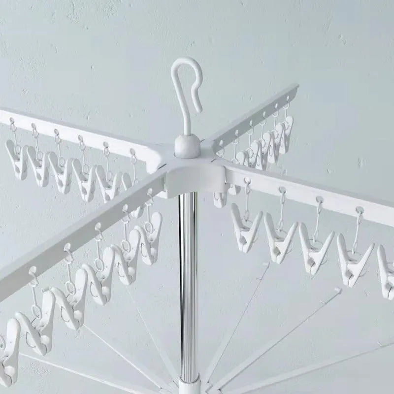 Mobile split plastic clip drying rack with stainless steel frame and three-layer hanging storage for socks and ties