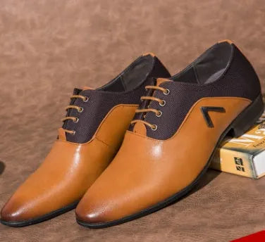 Men's extra large Oxford shoes in black, brown and yellow with PU upper and rubber sole