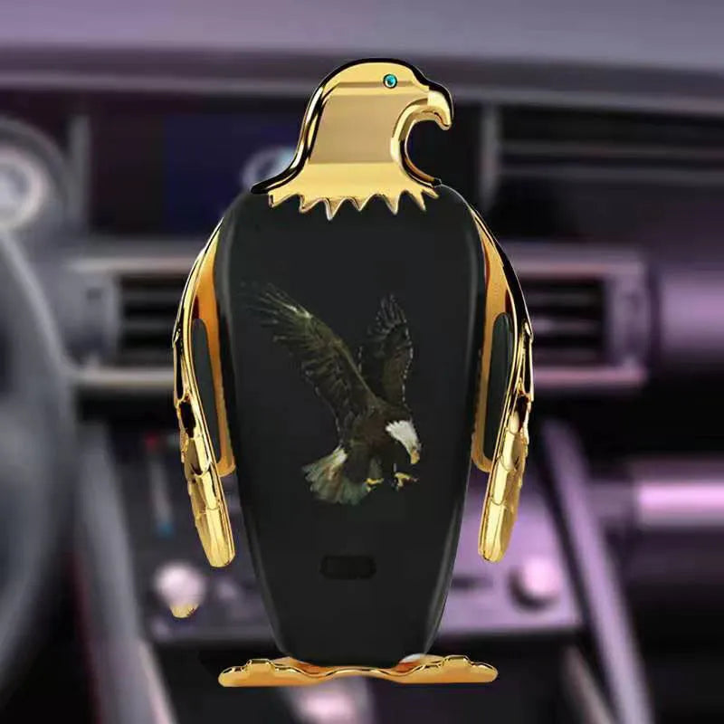 Eagle style wireless charging car phone holder with suction cup mount in four colour options.