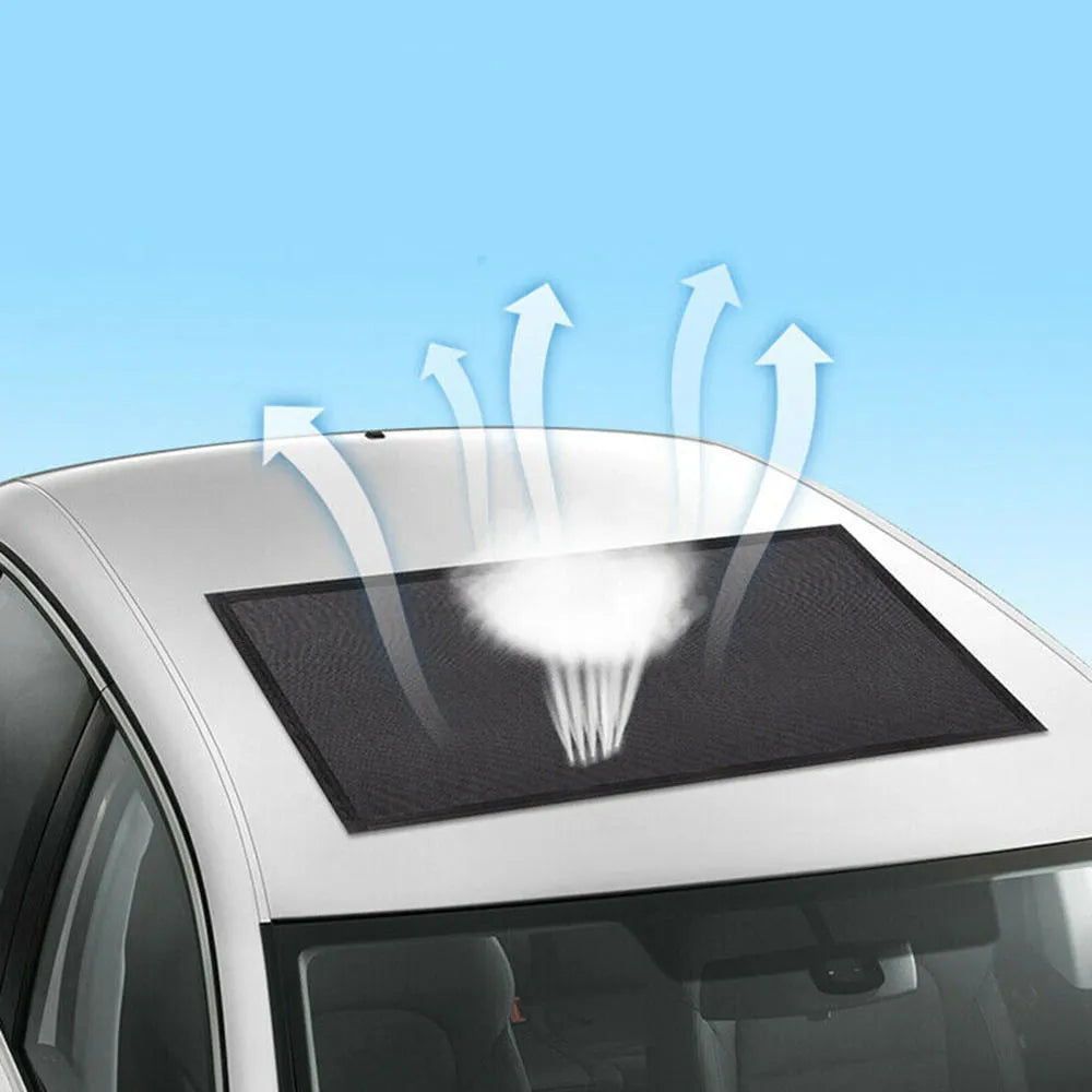 Black magnetic car sunroof sunshade with silver coated fabric for vehicle skylight 95cm by 55cm