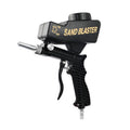 Small black and blue gravity feed pneumatic sandblasting gun with nozzle.