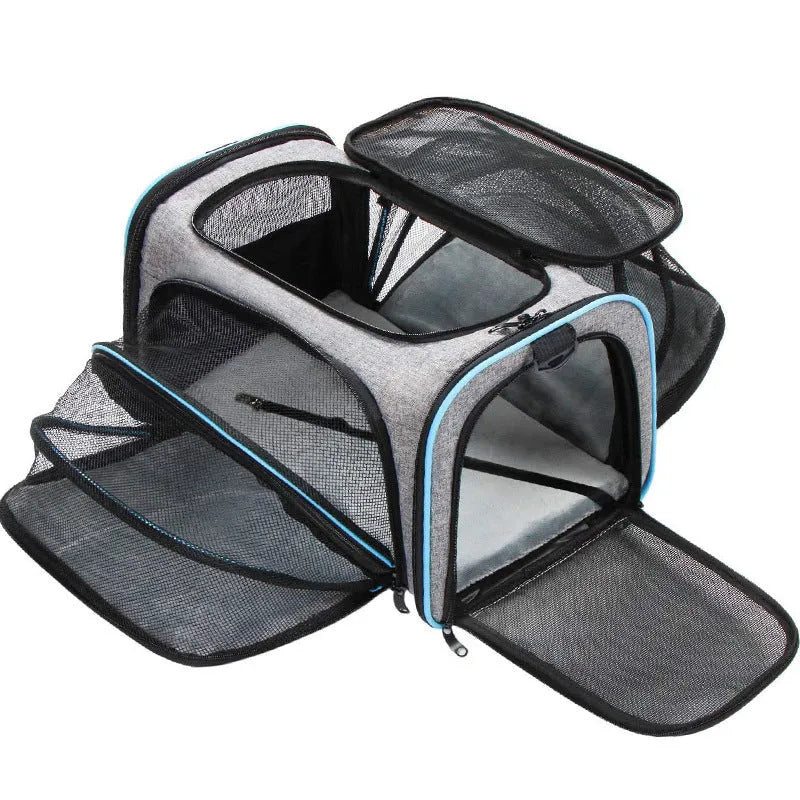 Cat carrier bag in 600D cation material available in small and large sizes with colour options