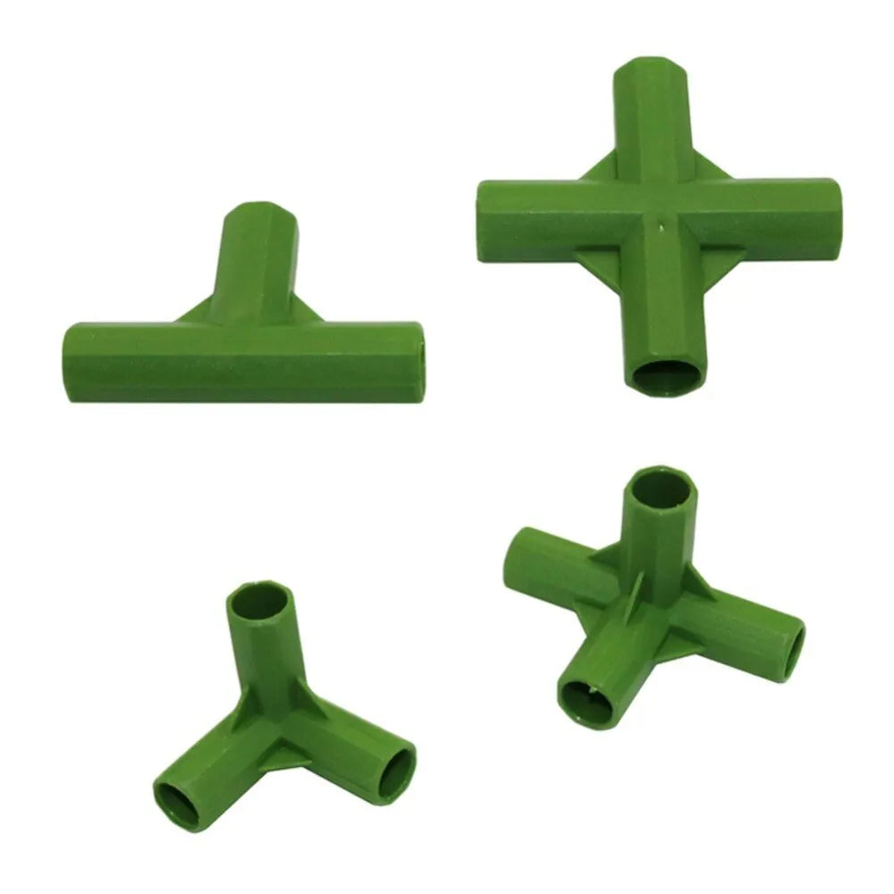 PP plastic 3-way and 4-way plant support connectors for 11mm garden stakes