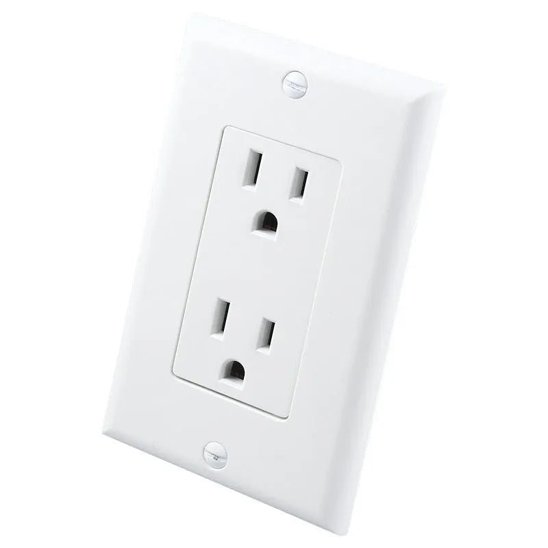 White socket induction light plugged into wall outlet with LED illumination