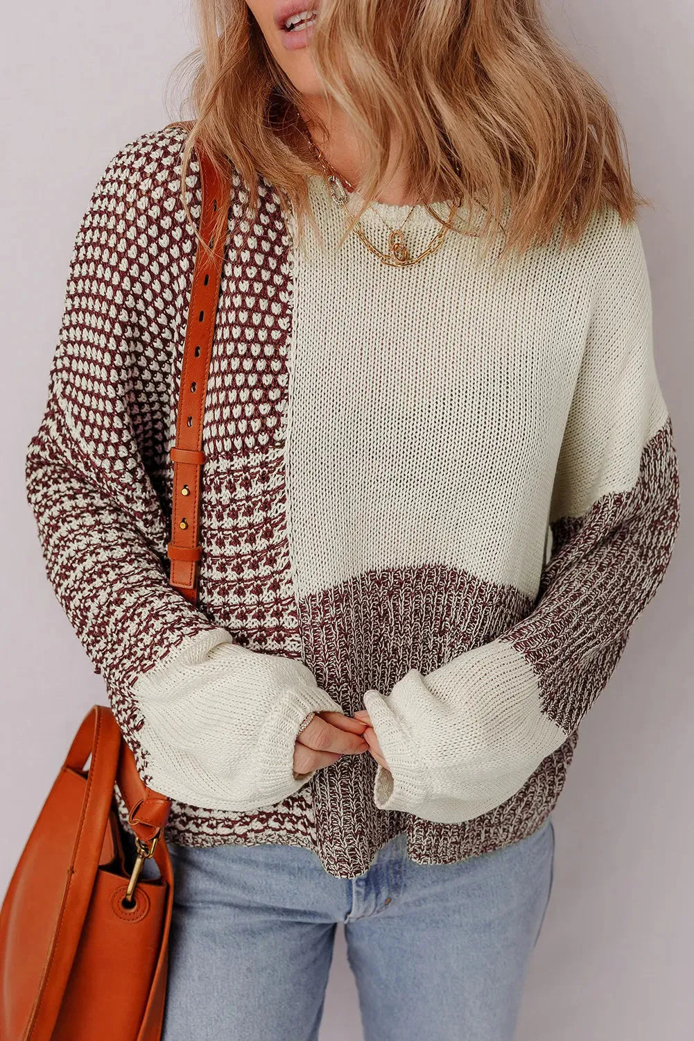 Dark khaki loose fit sweater with drop shoulders and a colour block back tie detail.