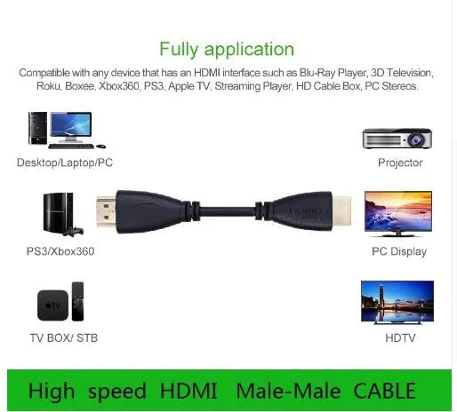 Gold-plated HDMI male-to-male cable in multiple lengths from 0.3 to 5 metres