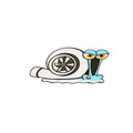 Reflective cartoon snail car bumper sticker, 12cm by 8cm.