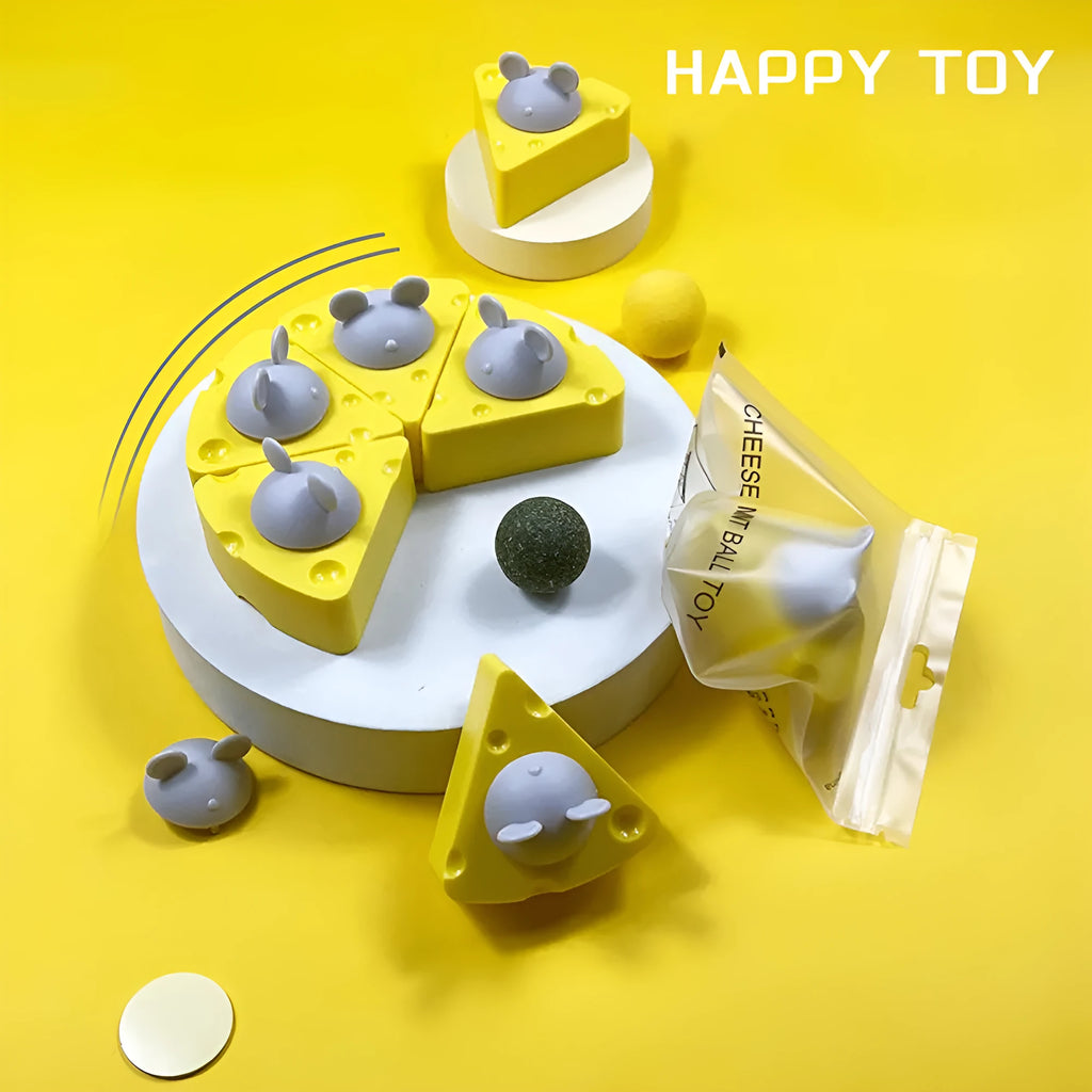 Yellow catnip and silvervine edible chew toy ball for cats