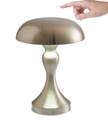 Metallic USB-charging LED desk lamp with touch control for white, warm, and natural light.