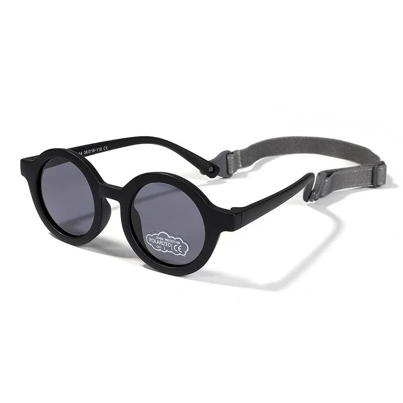 Children's round frame silicone sunglasses with polarised lenses for 0-3 year olds