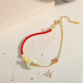 Koi Peace Buckle Hetian Jade Red Rope Bracelet, 925 silver, gold electroplated, retro women's bracelet
