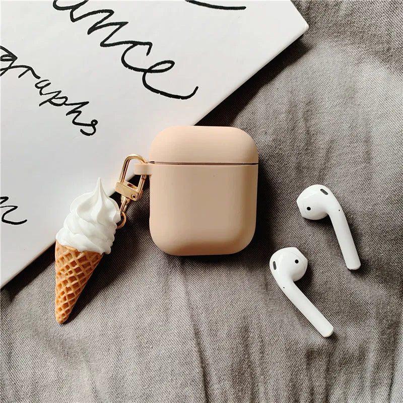 Colourful cylinder ice cream design silicone protective case for Apple AirPods 2 wireless earbuds