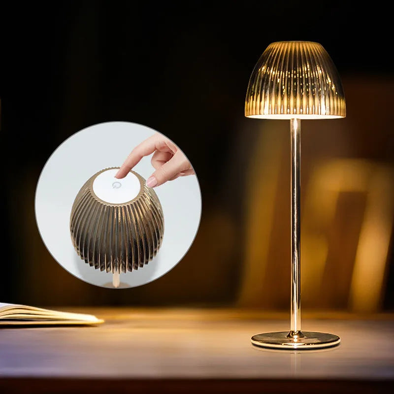 Ins pattern dimmable small night lamp with USB charging cable in black or white modern minimalist design