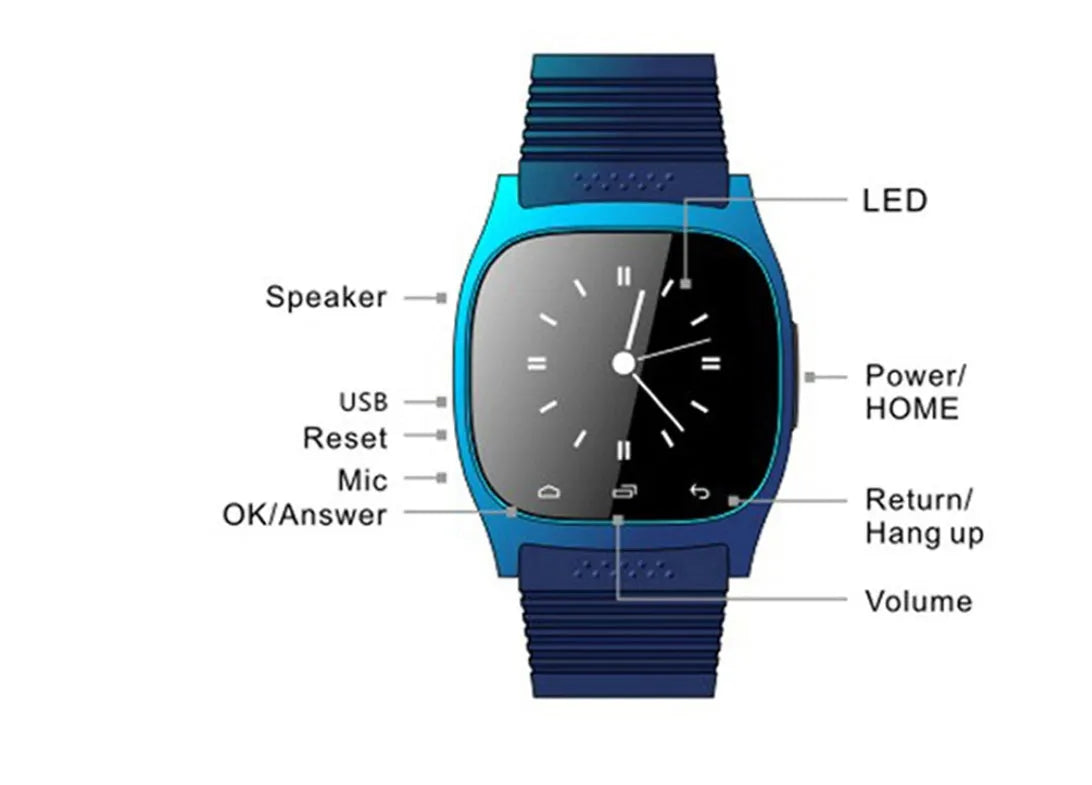 Bluetooth sports watch in black showing sleep monitoring and call functions