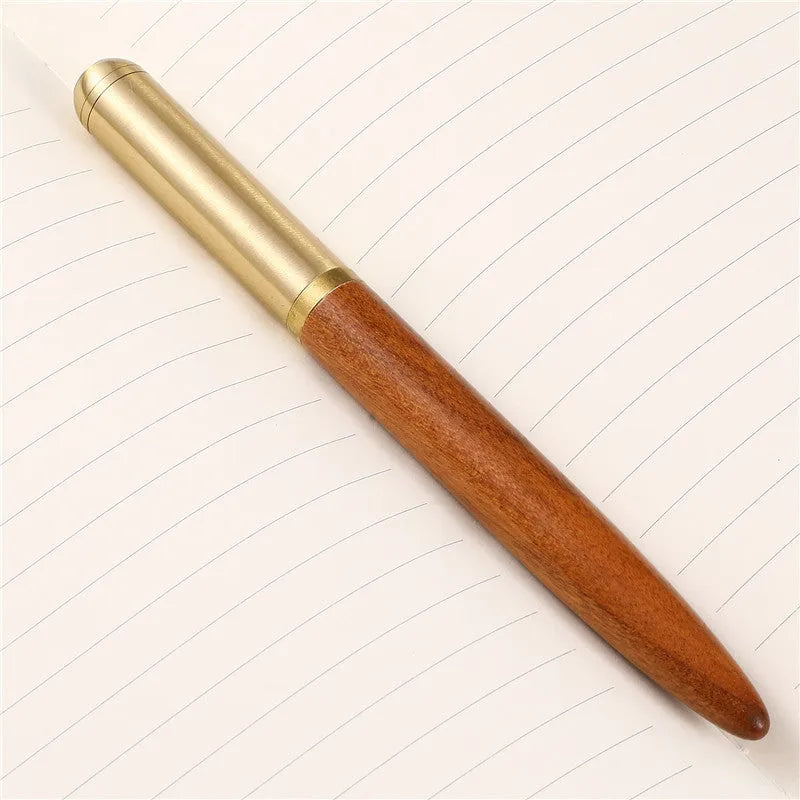 Business fountain pen with 0.7mm stainless steel nib and wooden barrel in ebony finish
