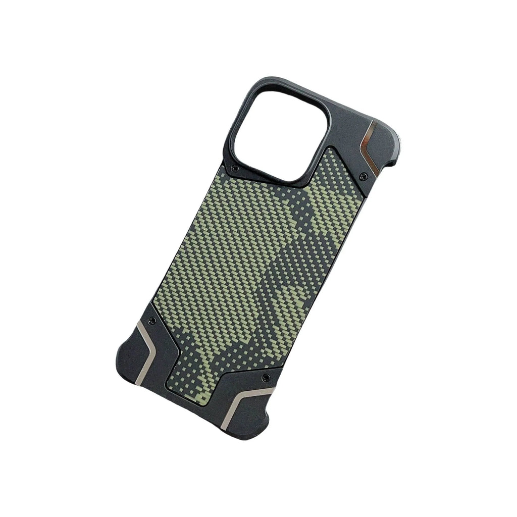 Camouflage carbon fibre pattern aluminium alloy phone case for Galaxy S25 Ultra with magnetic bracket, black colour